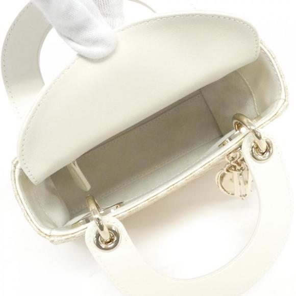Christian Dior Dior Or Lady Dior Mini Leather Gold White - Picture 7 of 7